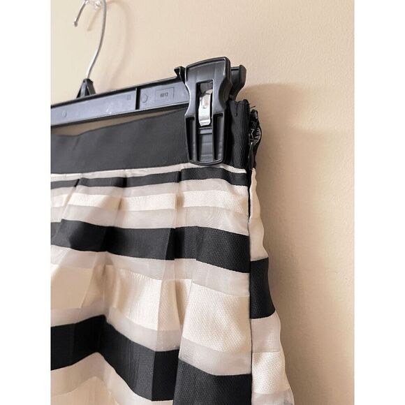 Moon Womens Lined Organza Circle Midi Skirt White Black Striped Sz S - Picture 7 of 15